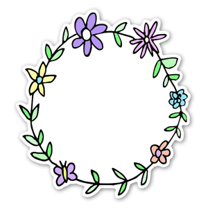 A lovely circle of flowers to add in your text for a custom sticker