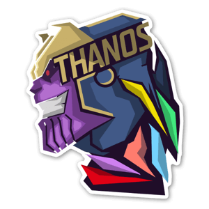 Pegatina de Thanos, el villano de Marvel Comics.