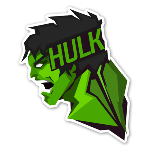 Pegatina de Hulk de perfil con formas geométricas.