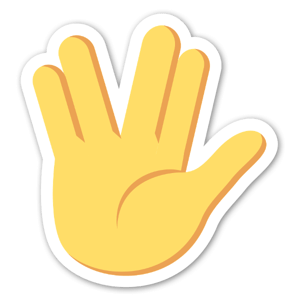 Pegatina del Emoji de una mano con el símbolo de spock.