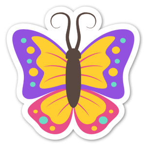 Pegatina del Emoji de una mariposa colorida.