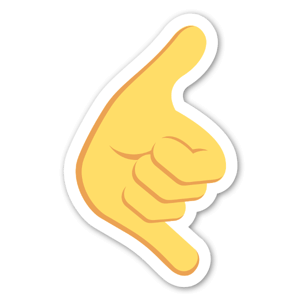 Pegatina del Emoji de una mano moviendo los dedos como si fueran un teléfono.