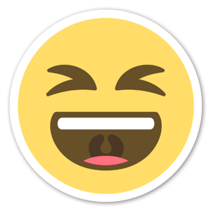 Pegatina del Emoji de alguien que se parte de risa.