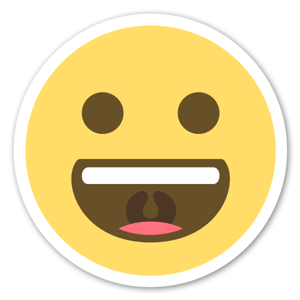 Pegatina del Emoji con una sonrisa de oreja a oreja.

