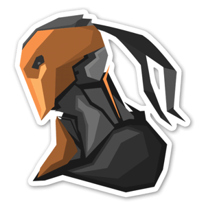 Pegatina de un dibujo de Stroke de perfil, con formas geométricas.