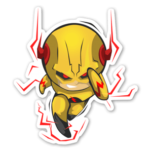Pegatina de un dibujo de Flash Reverso de pequeño.