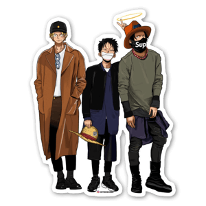 Pegatina de Sabo, Luffy y Ace de One Piece.