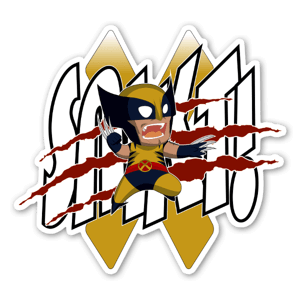 Dibujo de Wolverine ilustrado por Squareshop. Esta pegatina se adaptará fácilmente a cualquier superficie: desde tu ordenador portátil a la puerta de la nevera.