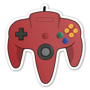 Pegatina de un mando rojo de Nintendo 64.