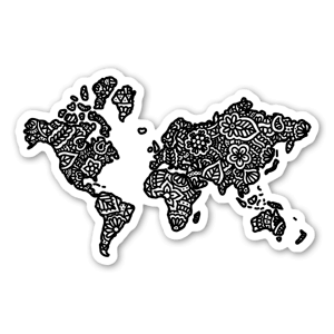 World Map full of zentangle representing the diversity and cultural richness of each continent.