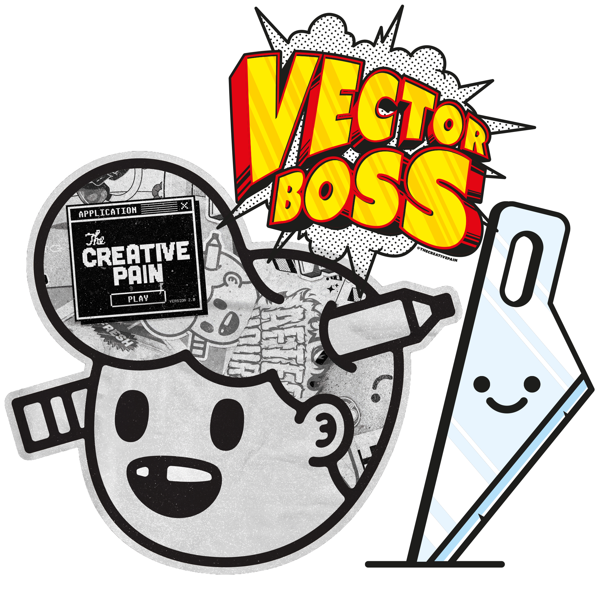 colección de diseños de tyler pate que incluye cabeza de lápiz, un cortador y jefe vectorial