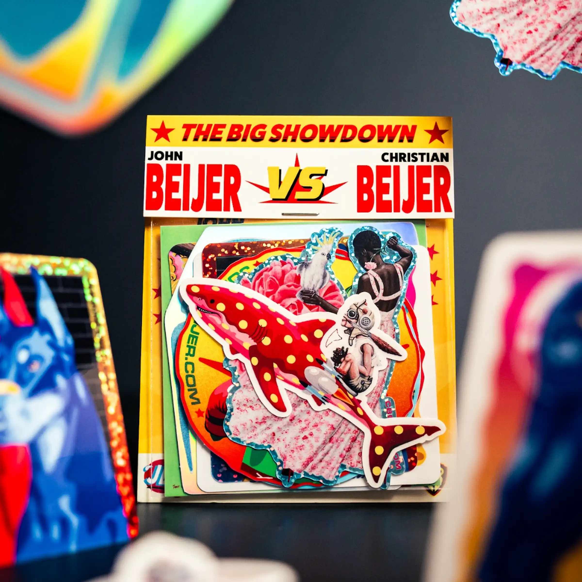 Pack de pegatinas personalizadas "The Big Showdown" de John y Christian Beijer con pegatinas de purpurina y holográficas