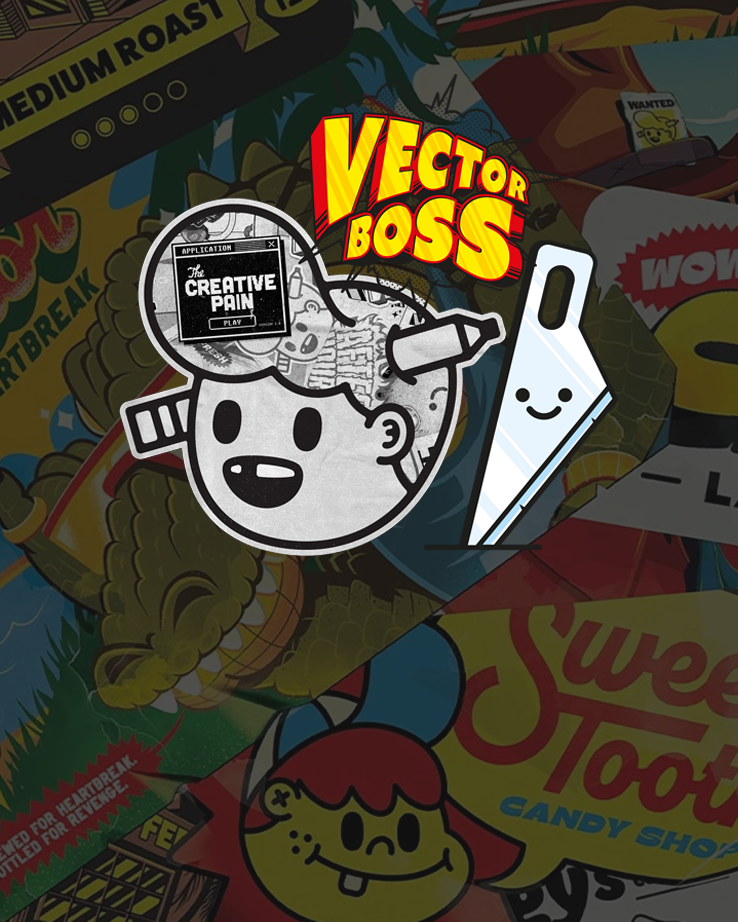 el collage de pegatinas de dolor creativo con pegatinas y punta de lápiz